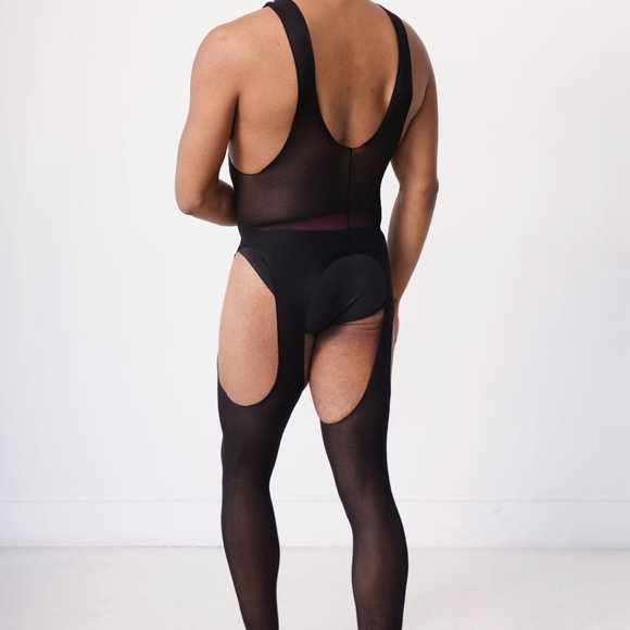 Black Mesh Bodysuit Sock One Size Fits All - Picture 4 of 4
